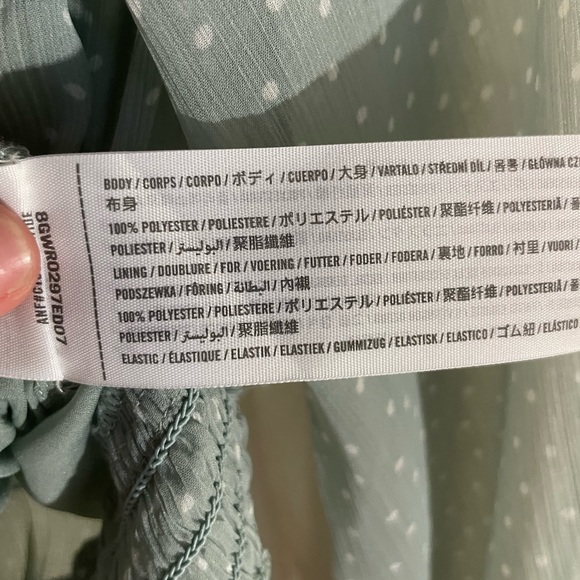 Abercrombie & Fitch XS Green Polka Dot Off the Shoulder Blouse Top - Picture 6 of 8